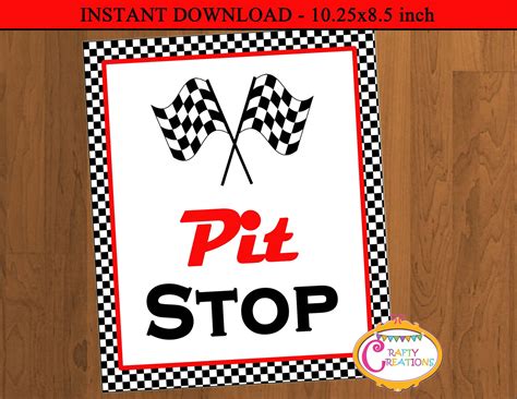 Printable Pit Stop Sign